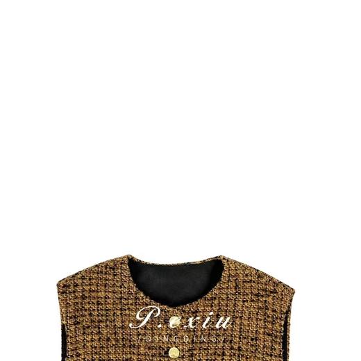 03-5潘依绣丁丁宠粉PanYiXiu/潘依绣羊毛小香风宽松显瘦气质百搭无袖马甲 W-61773 商品图2