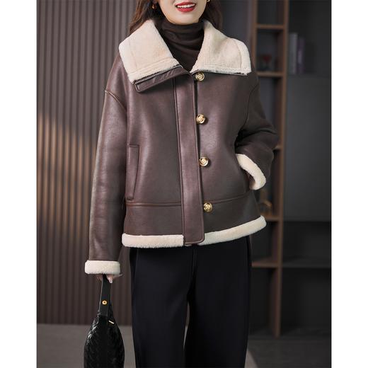 原形美拉德羊羔毛外套女短款保暖2023冬季新款韩版羊剪绒皮草大衣 商品图3