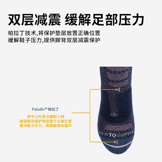 seatosummit中量减震运动美利奴羊毛袜户外徒步跑步加厚中筒袜子AZMO11181 商品图2