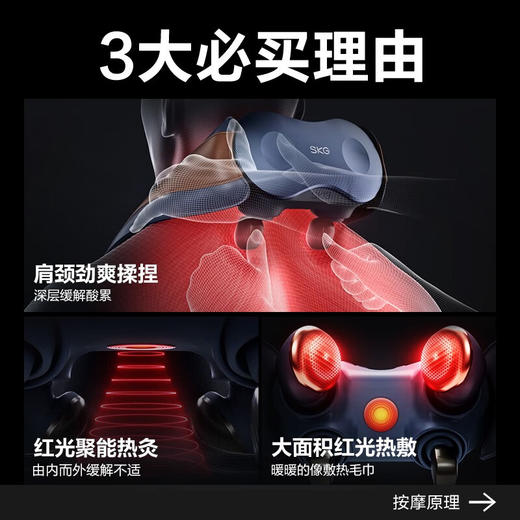 SKG颈椎按摩器按摩仪颈部脖子肩颈护颈仪物理揉捏斜方肌腿腰背部热敷新年圣诞节礼品送男女生父母礼物 【力度升级多部位揉捏】肩颈按摩仪 H7豪华款 商品图1