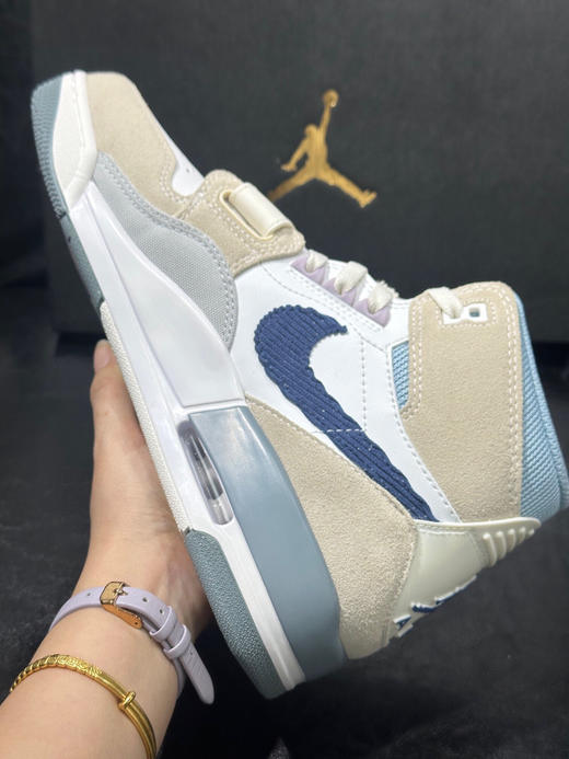 秋冬特惠💰450 Jordan Legacy 312 高帮 复古鎰球鞋 GS 米白蓝 商品图4