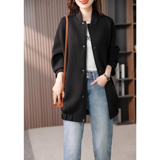 原形中长款显瘦风衣女2023秋季新款韩版休闲宽松夹克棒球服外套 商品图3