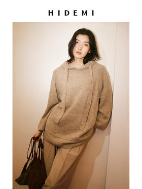 HIDEMI 节日系列限定羊驼毛粗针松弛感口袋连帽大毛衣