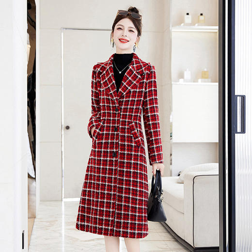 长款毛呢外套韩版时尚名媛小香风呢料大衣HR-WL72029 商品图0