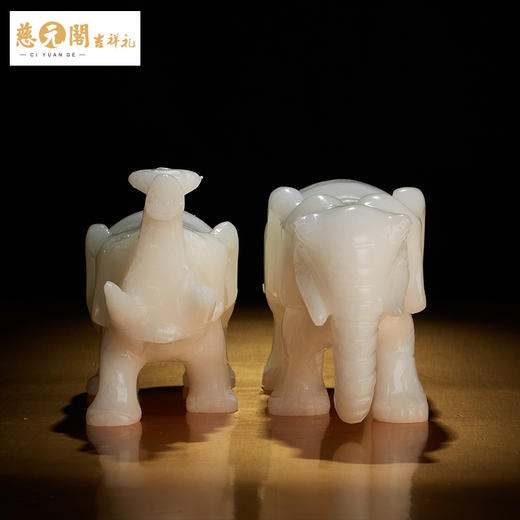 慈元阁定制白玉大象摆件吸水象摆设象家居客厅办公装饰品玉石礼品 商品图3