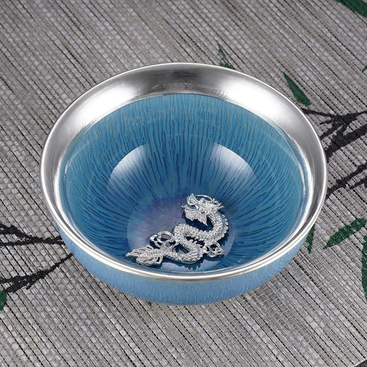 子佩集S990银蓝釉茶具【JLCB003】龙腾茶杯摆件2312 商品图0