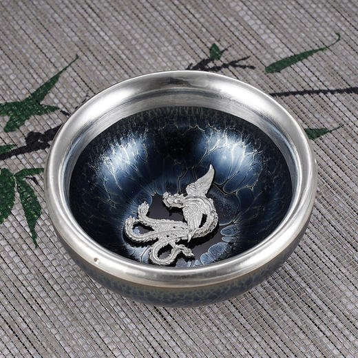 子佩集S990银【微雨清尘】茶具【TZYF038】凤舞茶杯摆件2312 商品图0