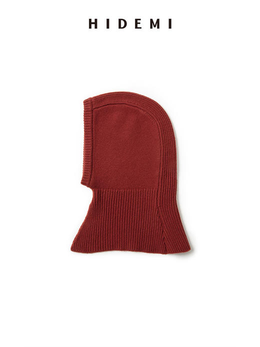 HIDEMI 节日系列美利奴羊毛脖套设计感针织帽圆帽 深巧棕/车厘子红 商品图13