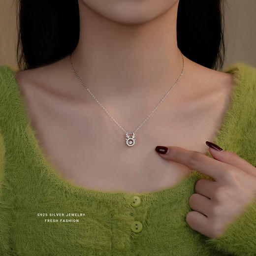 【一鹿相伴】S925银镶钻跳动灵动项链【YXS-A3138】 商品图1