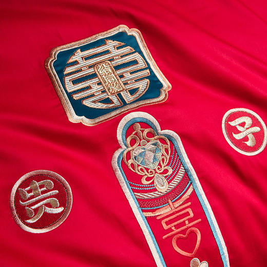 自然醒中式婚庆四件套全棉纯棉床单被套结婚床上用品新婚大红婚嫁40支GDS 商品图6