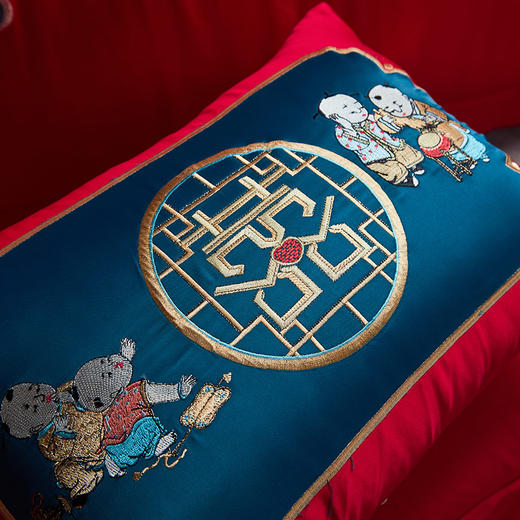 自然醒中式婚庆四件套全棉纯棉床单被套结婚床上用品新婚大红婚嫁40支GDS 商品图10