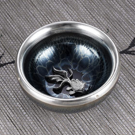 子佩集S990银【微雨清尘】茶具【TZYF038】金鱼茶杯摆件2312