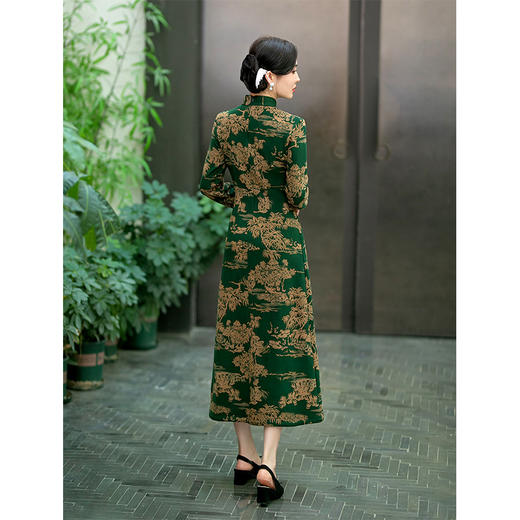 SYG-718春秋新款碎花连衣裙长袖女高贵气质秋冬旗袍 商品图3