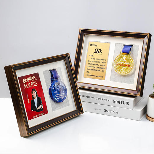 水晶奖牌定制订做马拉松篮球足球比赛金属奖章荣誉证书展示框摆台 商品图3