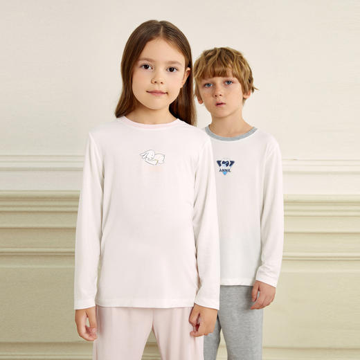 男童女童莫代尔长袖针织套装春季新款安奈儿童装JM411088 商品图0