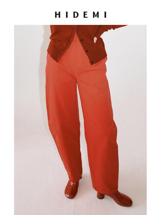 HIDEMI 节日系列红色限定斜纹高织水洗棉弯刀裤 商品图0