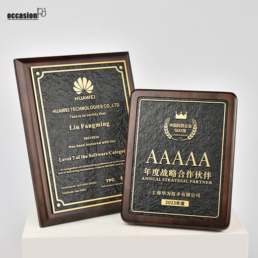 浮雕胡桃实木奖牌定制定做聘书加盟授权牌周年纪念颁奖荣誉牌奖章 商品图6