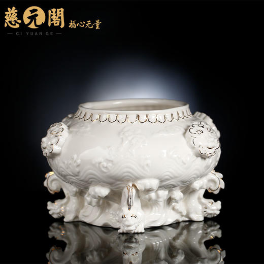 慈元阁2024龙年方位吉祥物四相通达白瓷摆件书房办公室摆设 商品图0