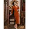 加厚橙色高端年轻款，高级感长袖日常旗袍LSB-2390 商品缩略图0