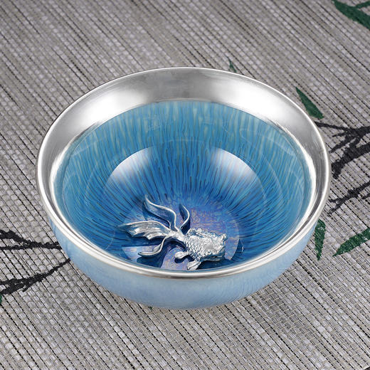 子佩集S990银蓝釉茶具【JLCB003】金鱼茶杯摆件2312 商品图0