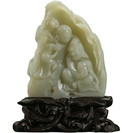 和田玉雕和合二仙山子摆件 商品图5