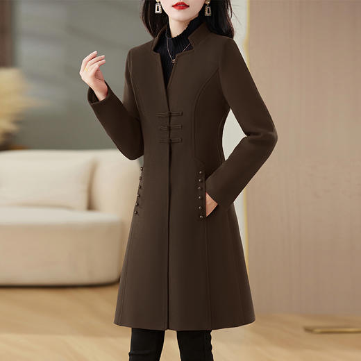 毛呢外套，新款中式盘扣秋冬加棉高级时尚百搭大衣外套HR-JXYR8271 商品图7