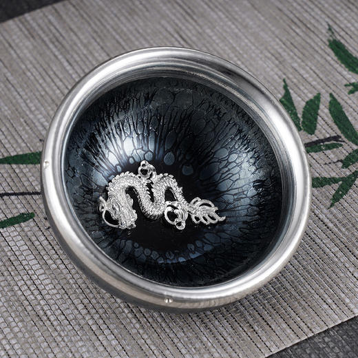 子佩集S990银【微雨清尘】茶具【TZYF038】龙腾茶杯摆件2312 商品图3