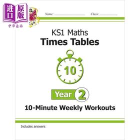 【中商原版】英国CGP KS1 Maths: Times Tables 10-Minute Weekly Workouts - Year 2