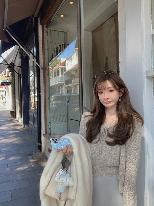 金蘑菇菇 le bonbon小奈利 双倍嗲味/ 温柔风针织开衫吊带两件套 商品图2