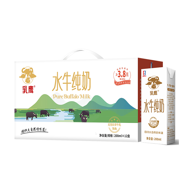 乳鹰  水牛奶   3.8g乳蛋白200ML*12瓶/箱（礼盒装）
