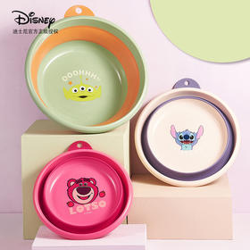 【家用可折叠！宝宝专属脸盆】Disney迪士尼可爱草莓熊加厚折叠盆，可悬挂洗脸盆，家用塑料洗衣，宝宝洗PP盆！