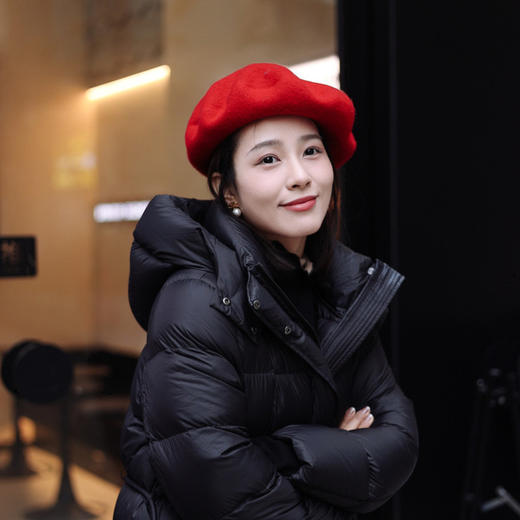 绽放1008朵/15色复古文艺糖果系云朵羊毛呢加深加大显脸小贝雷帽 商品图3