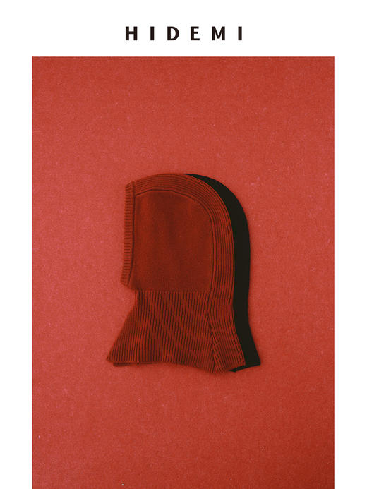 HIDEMI 节日系列美利奴羊毛脖套设计感针织帽圆帽 深巧棕/车厘子红 商品图12