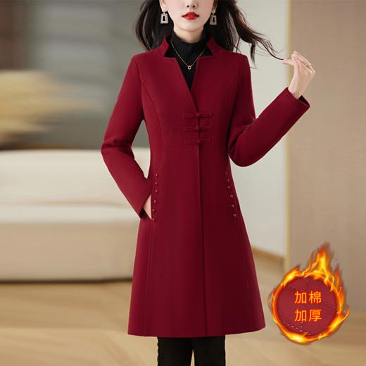 毛呢外套，新款中式盘扣秋冬加棉高级时尚百搭大衣外套HR-JXYR8271 商品图4