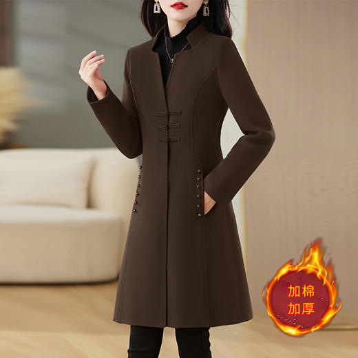 毛呢外套，新款中式盘扣秋冬加棉高级时尚百搭大衣外套HR-JXYR8271 商品图5