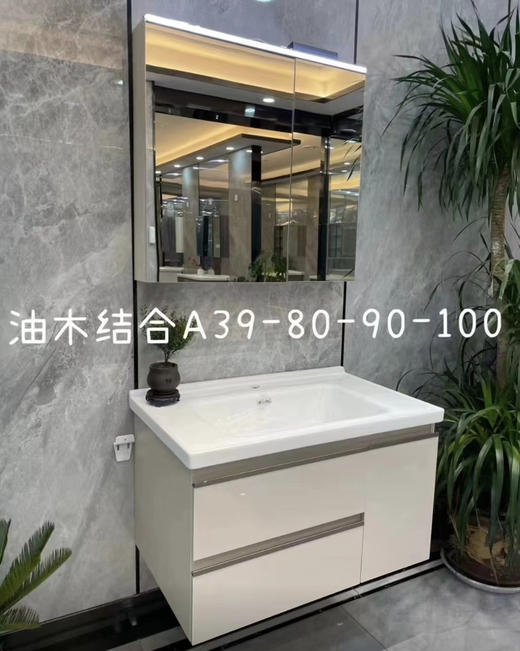 HT浴室柜 A39-100 配50陶瓷盆 商品图0