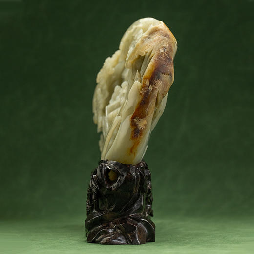 和田玉籽料松下抚琴山子摆件（红木座） 商品图3