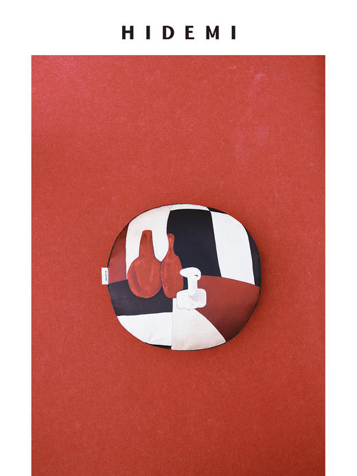 HIDEMI 节日系列“红色的房间”手绘印花限定圆形抱枕 商品图0