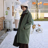 绽放980朵/山艾绿羊羔绒大衣撞色包边加厚灯芯绒插袋中长款外套 商品缩略图0