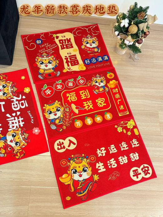 🌈【龙年地垫】祥瑞降临🐉一脚好运！新年开运好物✨价格很狂闭眼冲❗ ✅水晶绒面料脚感舒适 吸水吸油 ✅背底点塑防滑底 耐磨不易移动 不伤地磅 ✅机织锁边 经久耐用 不卡门缝适用于各种门 商品图3