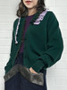 TYNVIE 撞色荷叶边装饰羊绒开衫- 墨绿 商品缩略图6