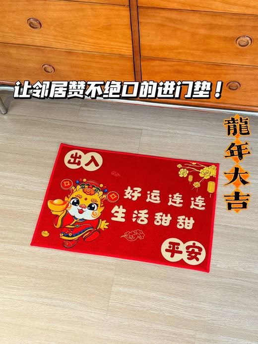 🌈【龙年地垫】祥瑞降临🐉一脚好运！新年开运好物✨价格很狂闭眼冲❗ ✅水晶绒面料脚感舒适 吸水吸油 ✅背底点塑防滑底 耐磨不易移动 不伤地磅 ✅机织锁边 经久耐用 不卡门缝适用于各种门 商品图1