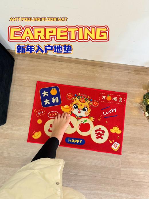 🌈【龙年地垫】祥瑞降临🐉一脚好运！新年开运好物✨价格很狂闭眼冲❗ ✅水晶绒面料脚感舒适 吸水吸油 ✅背底点塑防滑底 耐磨不易移动 不伤地磅 ✅机织锁边 经久耐用 不卡门缝适用于各种门 商品图2