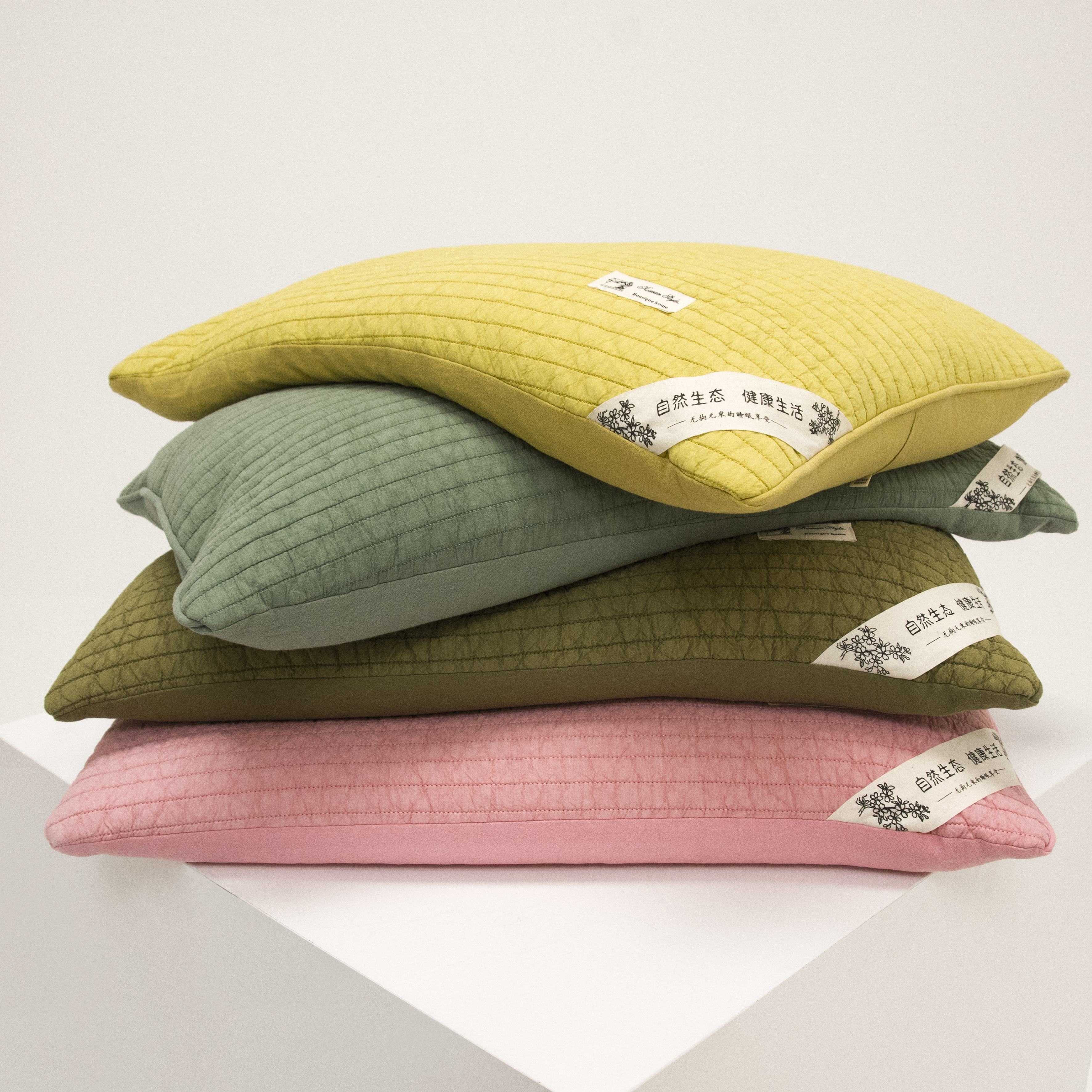 亲肤荞麦枕|砂洗全棉荞麦壳枕头|夹棉绗缝透气枕套|带拉链可拆洗