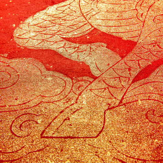 清代麒麟踏祥云刻石拓片（红纸金拓） 商品图9