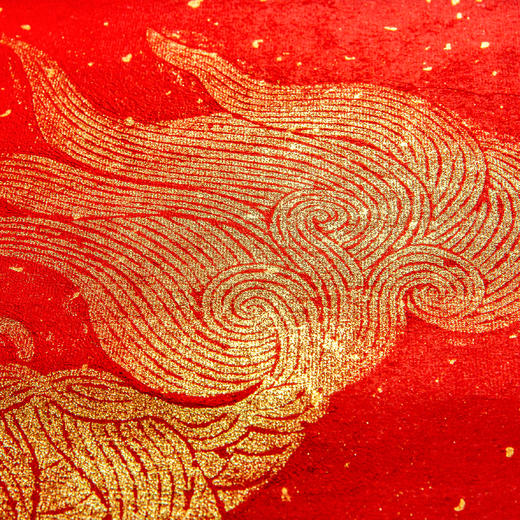 清代麒麟踏祥云刻石拓片（红纸金拓） 商品图8