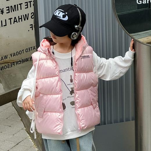 【温暖羽绒！添衣保暖】儿童马甲男童背心宝宝春秋新款，羽绒棉马夹连帽外套女童保暖坎肩女，柔软舒适，透气性好 商品图7