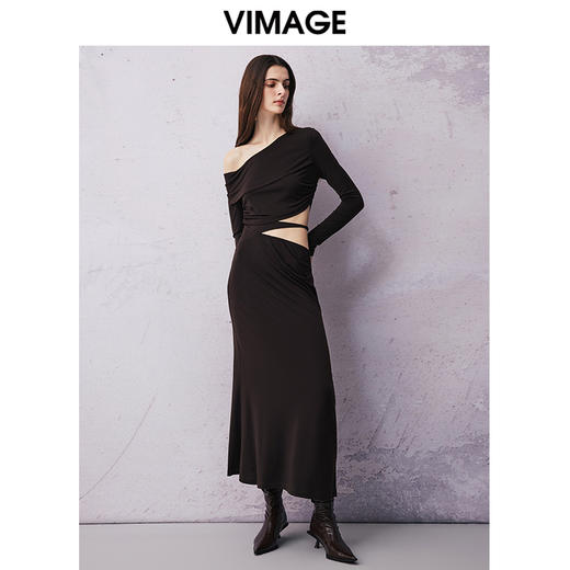 VIMAGE纬漫纪春季新款设计感小众收腰气质连衣裙V2177704 商品图2