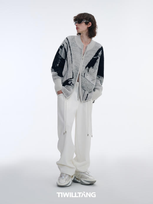 TIWILLTANG启世录“荆棘虚垢”仿貂毛图案拉链开衫提花针织衫潮 商品图4