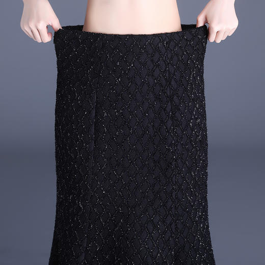 加绒小香风鱼尾裙，亮丝格纹中长款厚款半身裙MYX-MTYR-2386-Y 商品图3